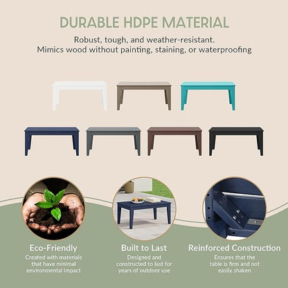 WestinTrends Malibu Low Outdoor HDPE Patio Rectangle Coffee Table, Navy Blue