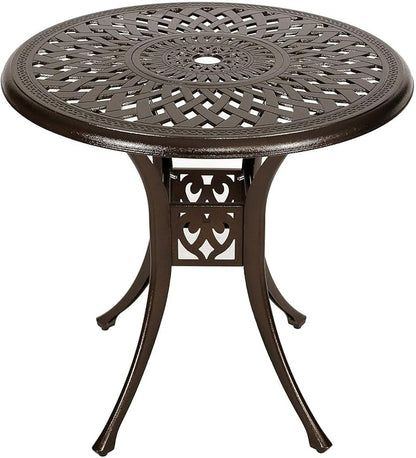 YUSING 5 Piece Patio Bistro Set，Cast Aluminum Antique Copper Outdoor Furniture Round Bar Height Dining Table and Swivel Chairs for Garden, Porch (4 Chair+31" Table)