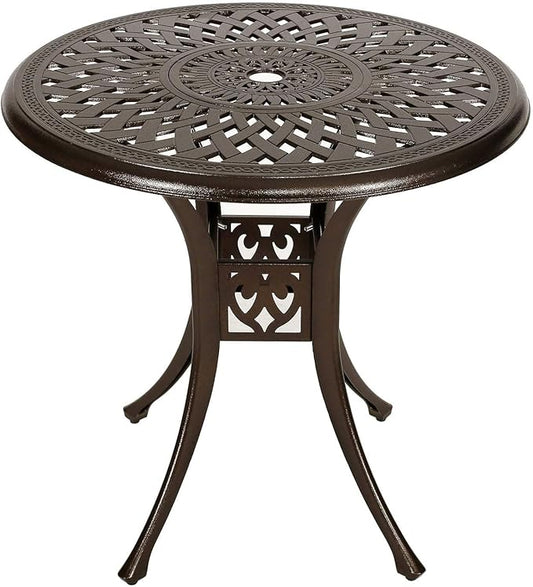 YUSING 5 Piece Patio Bistro Set，Cast Aluminum Antique Copper Outdoor Furniture Round Bar Height Dining Table and Swivel Chairs for Garden, Porch (4 Chair+31" Table)
