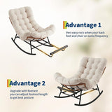 Outdoor Rocking Chair with Footrest, Oversized Patio Papasan Chairs with Cushion - Photo 4
