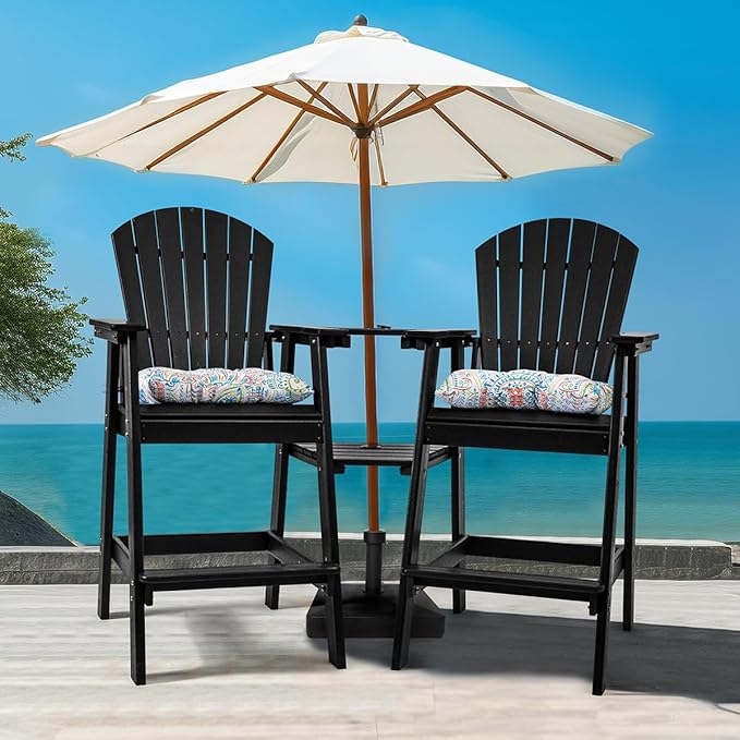 Sundale Outdoor Tall Adirondack Chairs, 30 Inch Seat Height Patio Adirondack Bar Stool, HDPE Pub Chair with Backrest - Photo 6