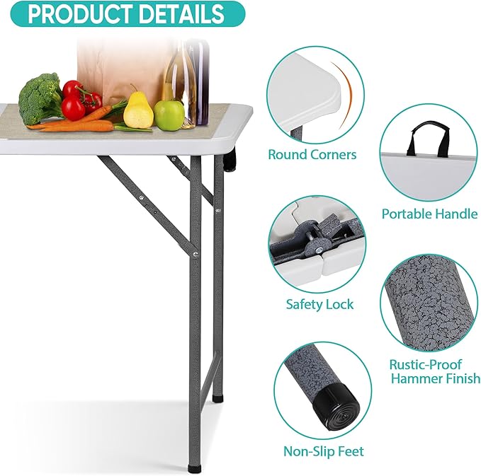 SUPER DEAL Upgraded 6FT Folding Picnic Table for Outdoor - Photo 4