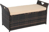 Outvita 40 Gallon Outdoor Storage Box, Patio Rattan Storage Bench with Cushion for Backyard, Balcony, Poolside, Garden - Photo 1