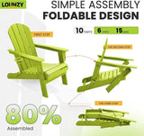 LOUNZY Folding Adirondack Chair Set of 4, Lime - Photo 4