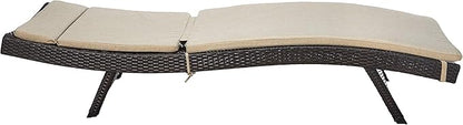 Christopher Knight Home Salem Outdoor Wicker Adjustable Chaise Lounge with Cushions, Multibrown And Textured Beige