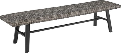 Ulax furniture Outdoor/Indoor Bench, Outdoor Dining Bench, All Weather Wicker Patio Seating for Garden, Porch, Backyard
