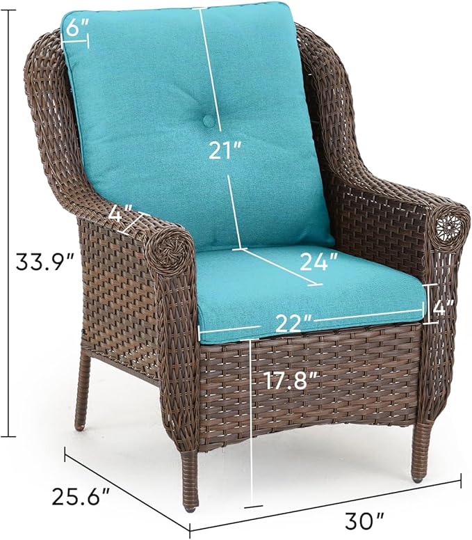 Patio Wicker Chairs Outdoor Furniture Chair - Set of 2 Outside All Weather Lawn Dining Brown Rattan Armchair with High - Photo 3