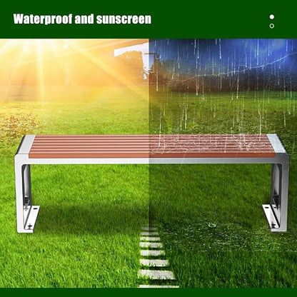 Outdoor Garden Bench, Park Bench, Patio Furniture Bench Chair with Cast Steel & Solid Wood Structure,Weather Proof Porch Loveseat, Perfect for Deck, Lawn, Poolside(Color:A,Size:59x15.7x16.5IN)