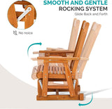 VINGLI Wooden Patio Glider, Heavy Duty 600 LBS Outdoor Glider with Cup Holders - Photo 6
