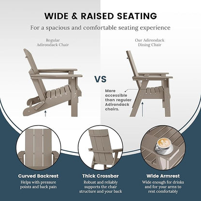 WO WESTIN OUTDOOR HDPE Shoreside Modern Curveback Adirondack Dining Chair,Weathered Wood