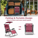 Goplus Zero Gravity Chairs, X-Large Folding Lounge Lawn Chair w/Canopy Shade & Cup Holder - Photo 7