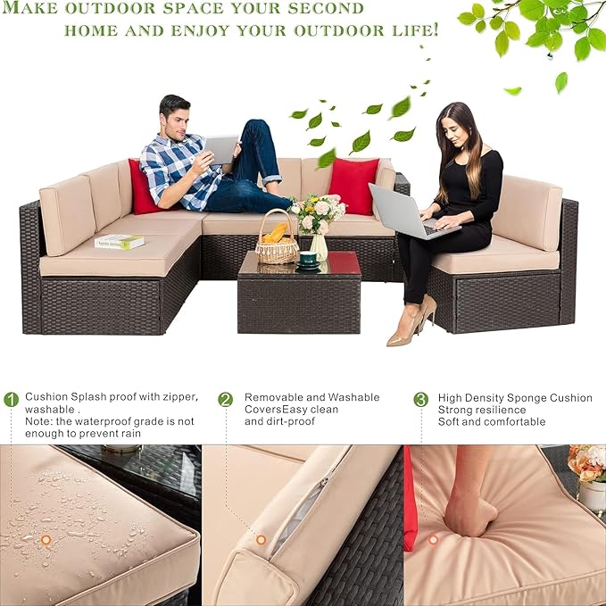 Vongrasig 7 Pieces Patio Furniture Sets - Photo 5