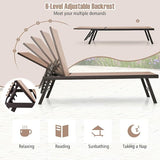 Tangkula 3 Piece Patio Chaise Lounge Set, Aluminum Patio Recliner with Coffee Table, 6-Level Backrest Adjustment - Photo 5
