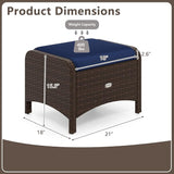 RELAX4LIFE Wicker Outdoor Ottomans for Patio - Set of 2 Rattan Footstools w/Removable Cushions - Photo 3