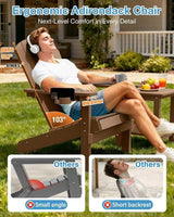 YEFU Adirondack Chair Weather Resistant: Outdoor Chair HIPS Plastic Adirondack Chairs - Patio Chairs with Cup Holder & - Photo 5