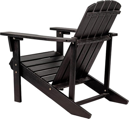 Eyely PTA1002D Amelia Outdoor Patio Traditional Acacia Wood Adirondack Chair, Black for Traditional, Coastal, Country, Cottage, Farmhouse, Rustic
