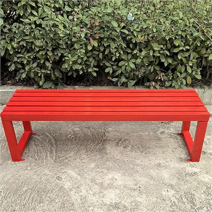 Metal Garden Benches, Backless Locker Room Bench, Multifunctional Long Bench with Steel Frame, 2-Person Outdoor Bench for Park, Porch, Patio, Entryway(Red,100cm/39.4in)