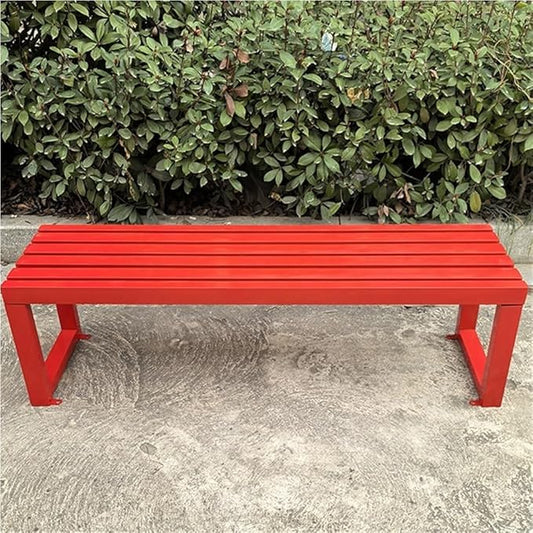 Metal Garden Benches, Backless Locker Room Bench, Multifunctional Long Bench with Steel Frame, 2-Person Outdoor Bench for Park, Porch, Patio, Entryway(Red,100cm/39.4in)