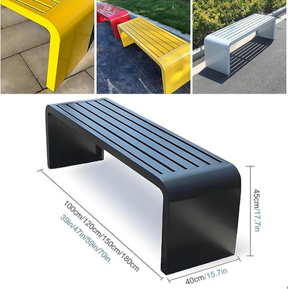 Indoor Outdoor Backless Bench,Stainless Steel Garden Patio Porch Bench, Art Deco Alloy Picnic Bench,Modern Multicolor Park Bench, Waterproof Metal Garden Bench,Steel Frame Outdoor Bench (Orange)