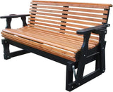 3-Seater Outdoor Glider Chair, 5FT Wood Porch Glider with High Roll Back, Cupholders and Deep Contoured for Porch - Photo 1