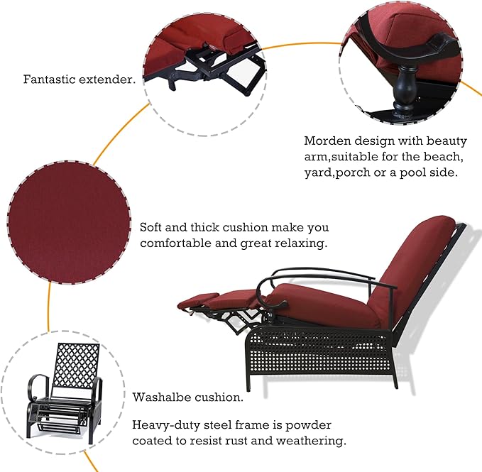 Kozyard Adjustable Outdoor Reclining Lounge Chair - Photo 5