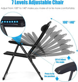 Giantex Set of 4 Patio Dining Chairs, Folding Lounge Chairs with 7 Level Adjustable Backrest, 300 Lbs Capacity - Photo 5