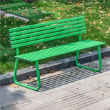 Modern Metal Garden Bench, Weatherproof Colorful Outdoor Bench, Sturdy Steel Frame Long Chair for Park, Lawn, Yard - Photo 1