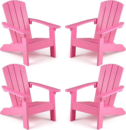 Giantex Kids Adirondack Chair, All-Weather HIPS Children's Outdoor Chair w/Ergonomic Design, Toddler Lawn Chairs for Age 3-8, Kids Beach Chair for Garden Patio Backyard (4,Pink)