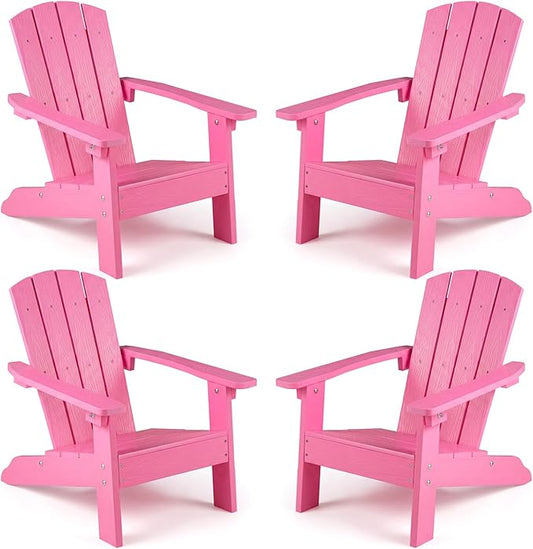 Giantex Kids Adirondack Chair, All-Weather HIPS Children's Outdoor Chair w/Ergonomic Design, Toddler Lawn Chairs for Age 3-8, Kids Beach Chair for Garden Patio Backyard (4,Pink)