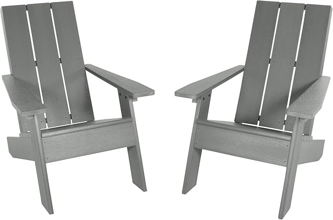 Highwood Italica Modern Adirondack Chairs 2-Piece Set, Costal Teak