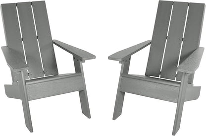 Highwood Italica Modern Adirondack Chairs 2-Piece Set, Costal Teak