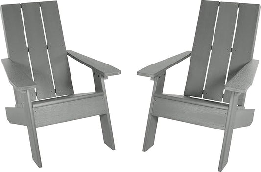 Highwood Italica Modern Adirondack Chairs 2-Piece Set, Costal Teak