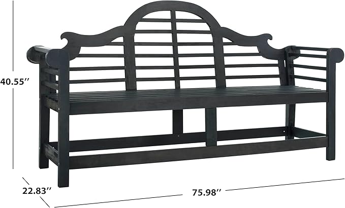 Safavieh PAT6705K Outdoor Collection Khara Dark Slate Grey Bench