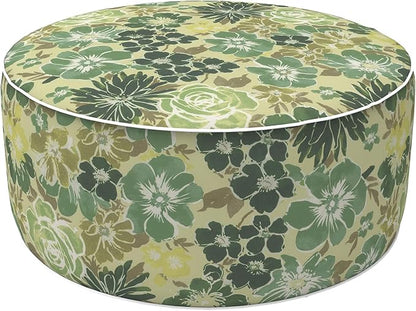 LVTXIII Inflatable Stool Ottoman Footrest with Handle, Decorative Fade-Resistant Foot Stool, Indoor or Outdoor Pouf for Home Garden and Camping Use, 21x21x9, Green Rose