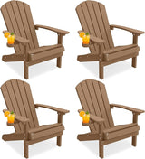 YEFU Adirondack Chairs Set of 4: Outdoor Chair HIPS Plastic Adirondack Chairs - Patio Chairs with Cup Holder & Wood - Photo 1