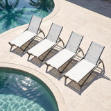 Lounge Chair Set of 4, Aluminum Chaise Lounge Outdoor, Lightweight Lounge Chairs for Outside with 5 Adjustable Backrest - Photo 1