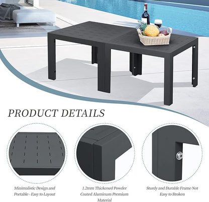 NICESOUL® 2 Pieces Aluminum Tables Side Tables Grey Tea Tables for Outdoor Patio Porch Backyard Furniture Pieces in Pairs Charcoal Grey