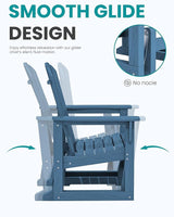 SERWALL Outdoor Glider Chair Set of 4, HDPE Wood-Like Patio Glider Rocker All-Weather Porch Glider for Outside, Blue - Photo 5