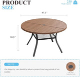 VICLLAX 47.2" Round Patio Table with Umbrella Hole, All Weather Metal Outdoor Dining Table for 6 - Photo 2