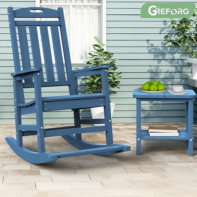 Patio Side Table, Small Rectangular HDPE Adirondack End Table for Outdoor Use in Pool, Garden, Lawn, Backyard,Navy - Photo 2