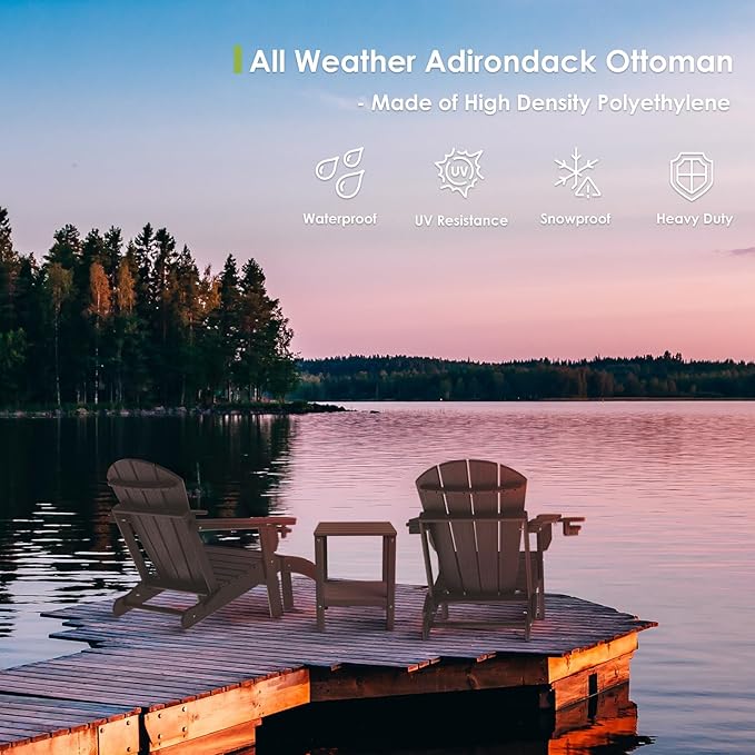 GREENVINES Folding-Adirondack-Chairs-Set-of-6 | Wood Grain | HDPE Plastic | Fire Pit Chair | All Weather | Cup Holder | Dark Brown | for Deck Backyard Patio Outdoor