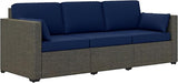 Outsunny Patio Couch PE Wicker Deep Seating Outdoor Sofa with Removable Cushions, 3 Seater Rattan Sofa - Photo 1