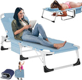 LILYPELLE Folding Chaise Lounge Chair with Mattress, 5 Position Beach Chair with Face Hole - Photo 1