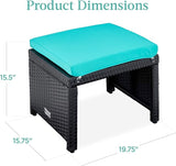Best Choice Products Set of 2 Wicker Ottomans, Multipurpose Outdoor Furniture for Patio, Backyard, Additional Seating - Photo 8
