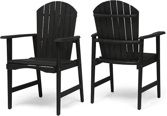 Great Deal Furniture Easter Outdoor Weather Resistant Acacia Wood Adirondack Dining Chairs (Set of 2), Dark Gray Finish, (308991)