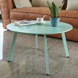 Patio Coffee Table - Metal Steel Outdoor Round Table Weather Resistant Anti-Rust Outdoor Table (Green) - Photo 2