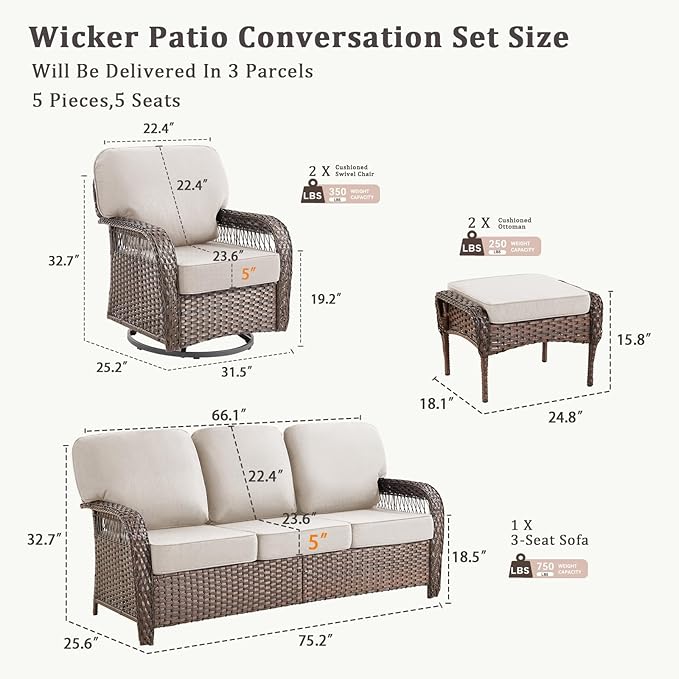 4 Piece Outdoor Patio Furniture Set with Fire Pit Table - Photo 9