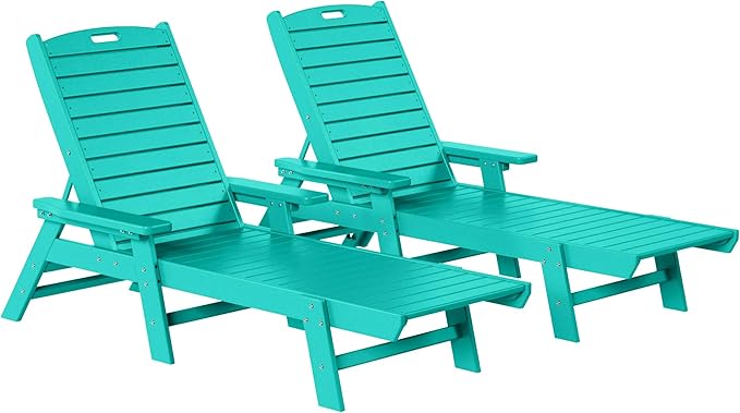 WestinTrends Malibu Poly Reclining Chaise Lounge (Set of 2) Turquoise