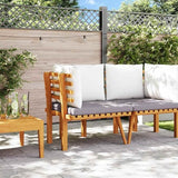 Garden Corner Sofa with Natural Solid Acacia Wood Frame and Removable Polyester Cushions - Photo 3