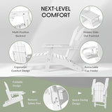 WestinTrends Malibu Folding Adjustable Adirondack Chair with Retractable Ottoman and Cup Holder (Set of 2), White - Photo 8
